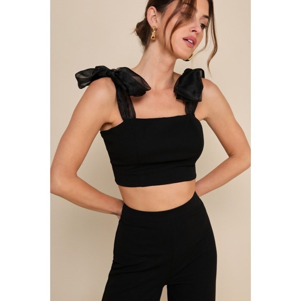 Lulus Stunning Charisma Black Tie-strap Two-piece Jumpsuit - Size XL